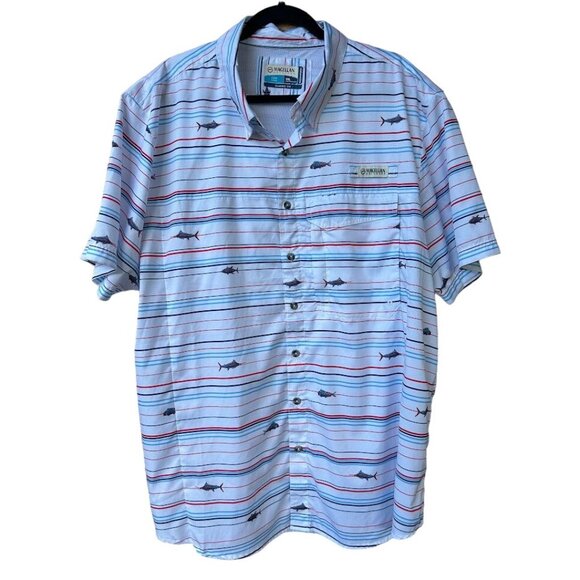 Magellan Outdoors Classic Fit Fish Gear Shirt 2XL Moisture-Wicking Striped Short - Picture 1 of 6